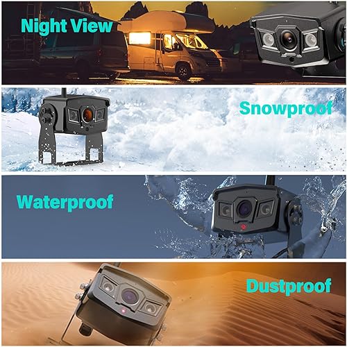 Miniatura 4 de Cámara de respaldo inalámbrica, monitor de grabación en bucle HD 1080P de 9 pulgadas con 2 sistemas de cámara de visión trasera para automóviles,