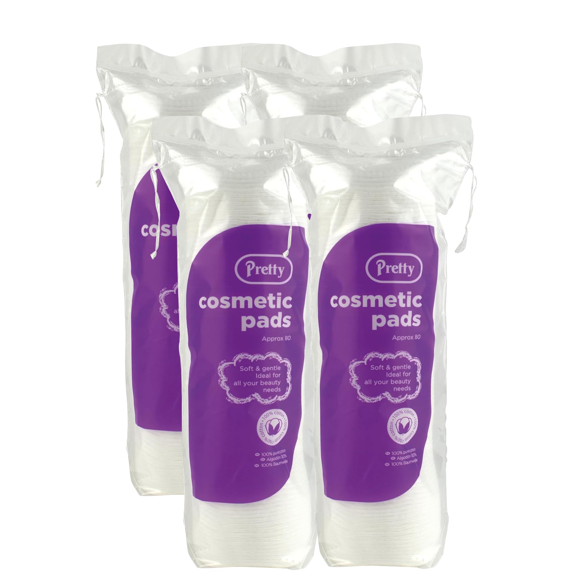 Edlife | Pretty Pure Cotton Wool Pads - Cotton Pads for Makeup Cleansing Nail Varnish, Polish Remover and Baby Pads. 480 Pcs (Pack of 6)