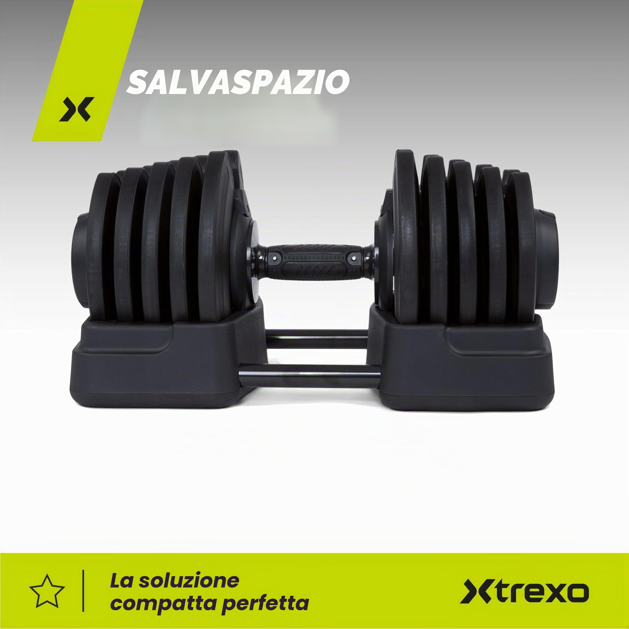 TREXO Set di manubri corti e bilancieri regolabili 2 in 1, da 2 kg a 41 kg, ideale per allenamento di forza, fitness e costruzione muscolare, manubri e bilancieri regolabili, set in ferro con