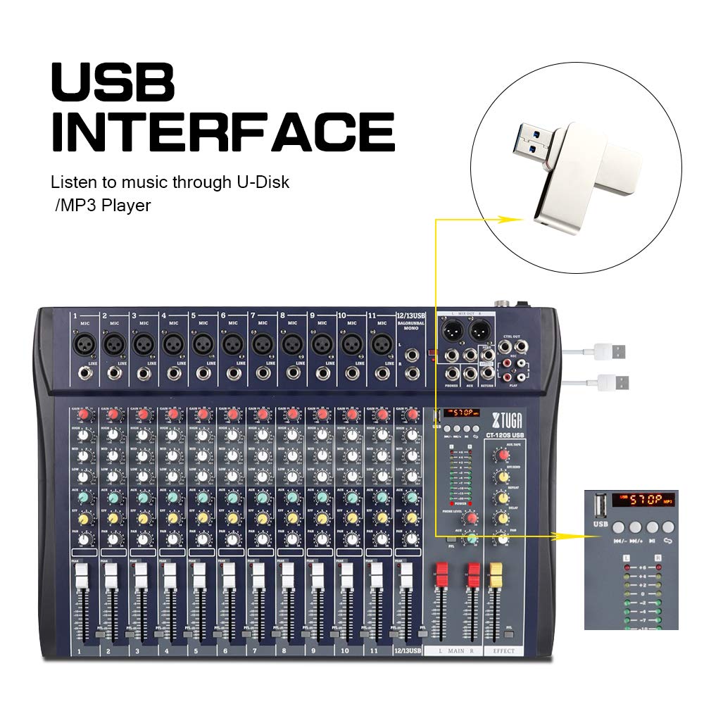 Amazon.com: XTUGA CT-120S 12-Channel Professional Audio Mixer for