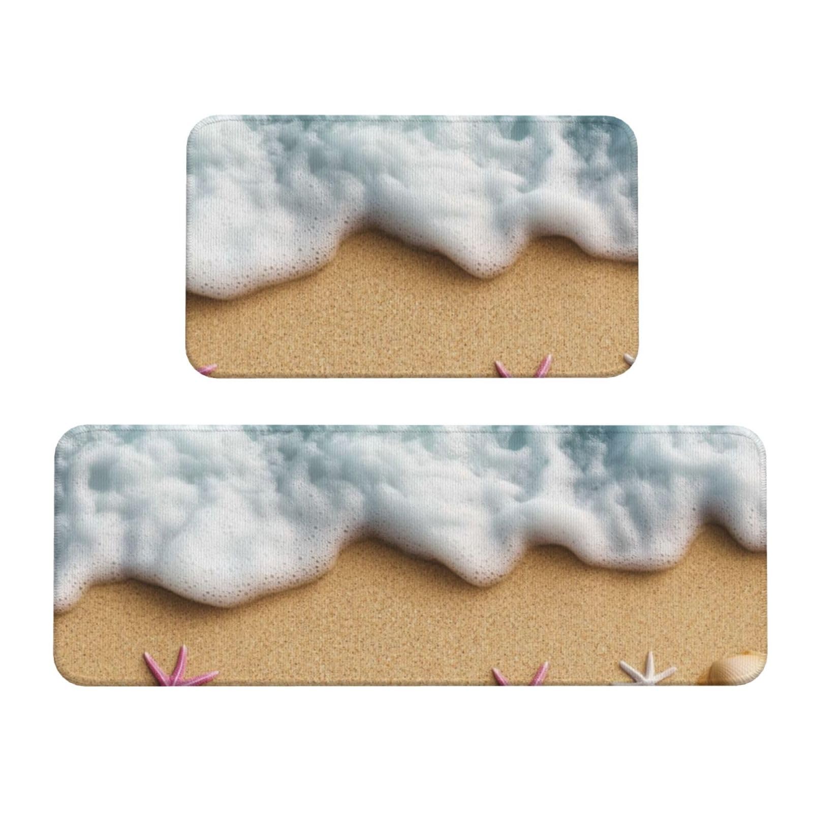 Tapetes de cocina acolchados (pack de 2) con diseño marino de estrellas de mar antideslizantes