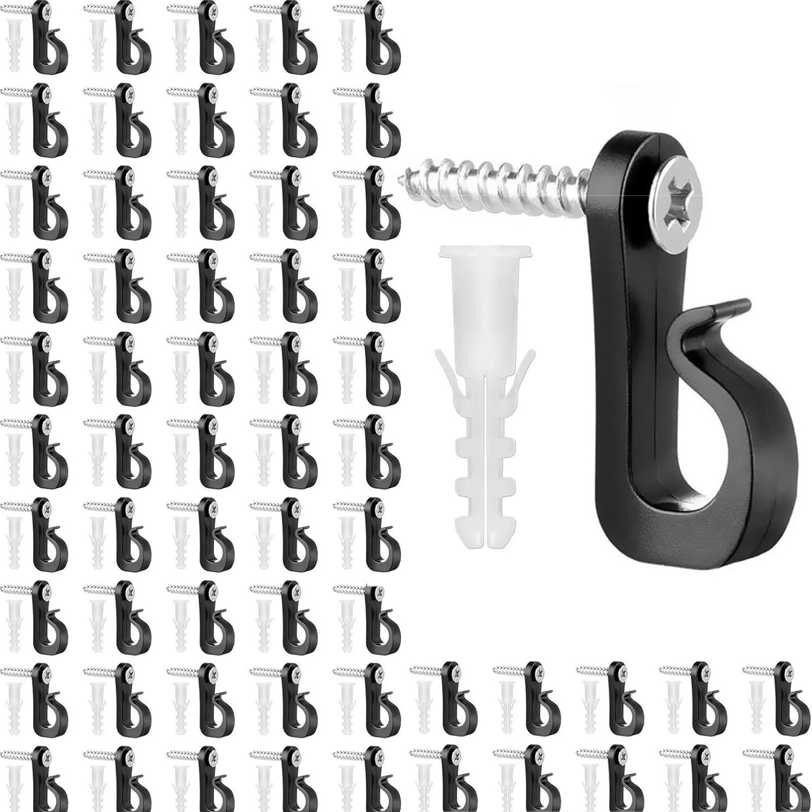 GQunit 60 Pcs Q-Hanger Screw in Hooks,Christmas Lights Hanger Hook Festoon Light Hook for Outdoor Lights Outdoor Hook