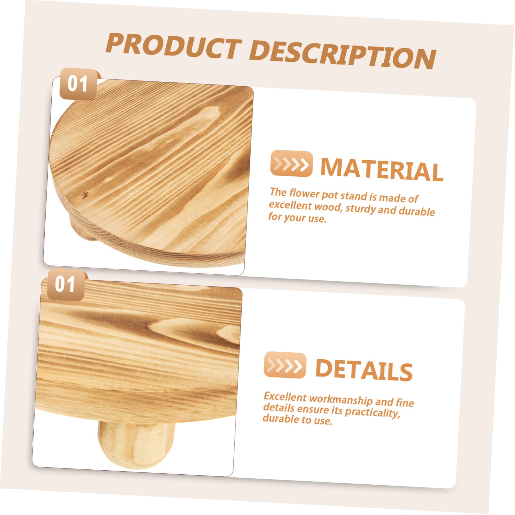 Soporte Estable de Madera para Macetas de Jardín, Base Khaki | Expositor para Macetas, Uso en Jardín Interior y Pasillos, Tamaño Compacto