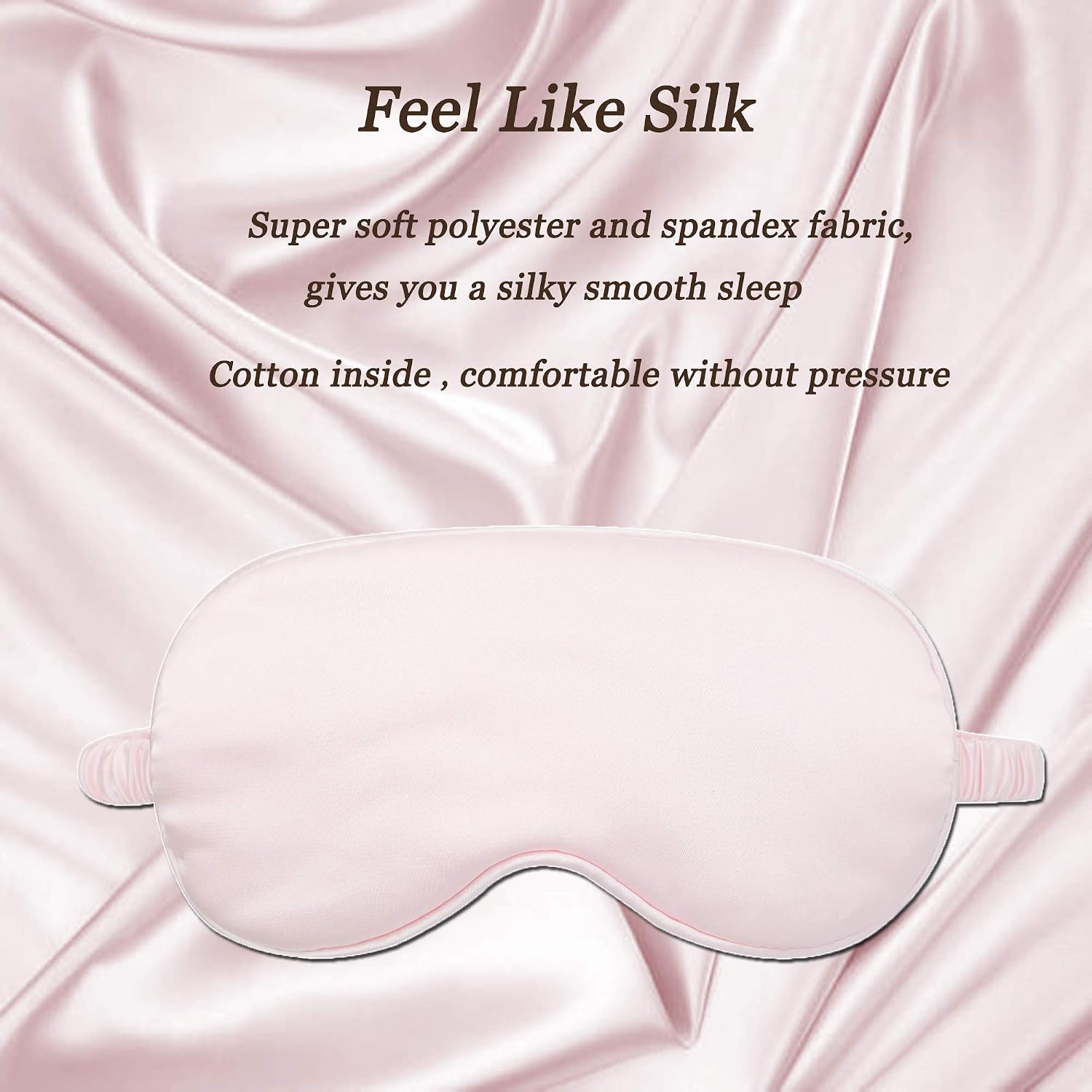 ZLYC Silk Satin Sleep Mask with Elastic Strap Travel Eye Sleeping Blindfold for Women Men (Light Pink, Lavender) - Image 3
