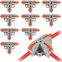 10PCS Lever Wire Connectors, T Shape Out Quick Wire Connectors, Electrical Lever Nuts Wire Connectors Push-in Conductor Terminal Block AWG 28-12