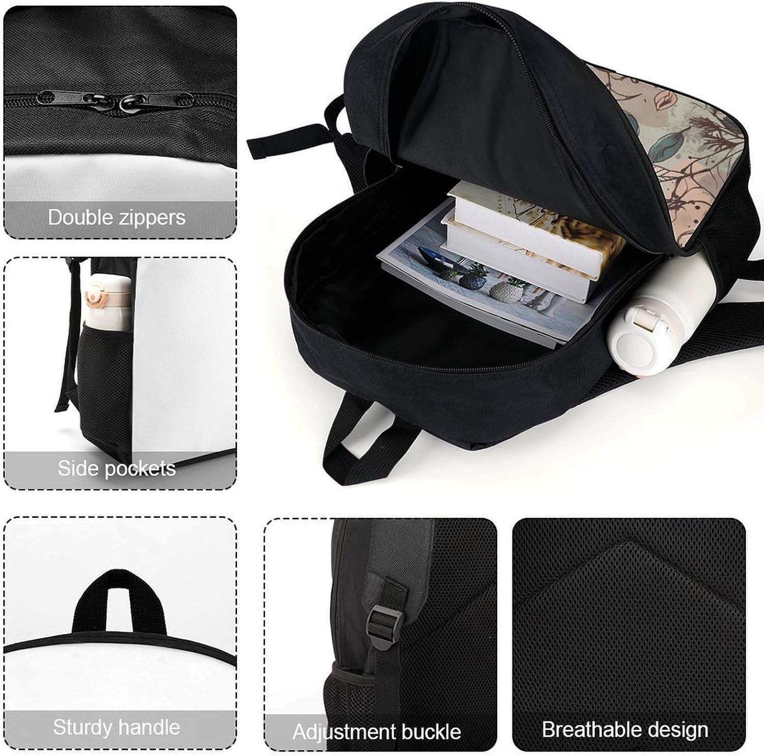 Travel Backpack for Men Women 17 Inch Laptop Backpack Retro Flower Pattern Carry On Backpack Work Business Backpacks image 4