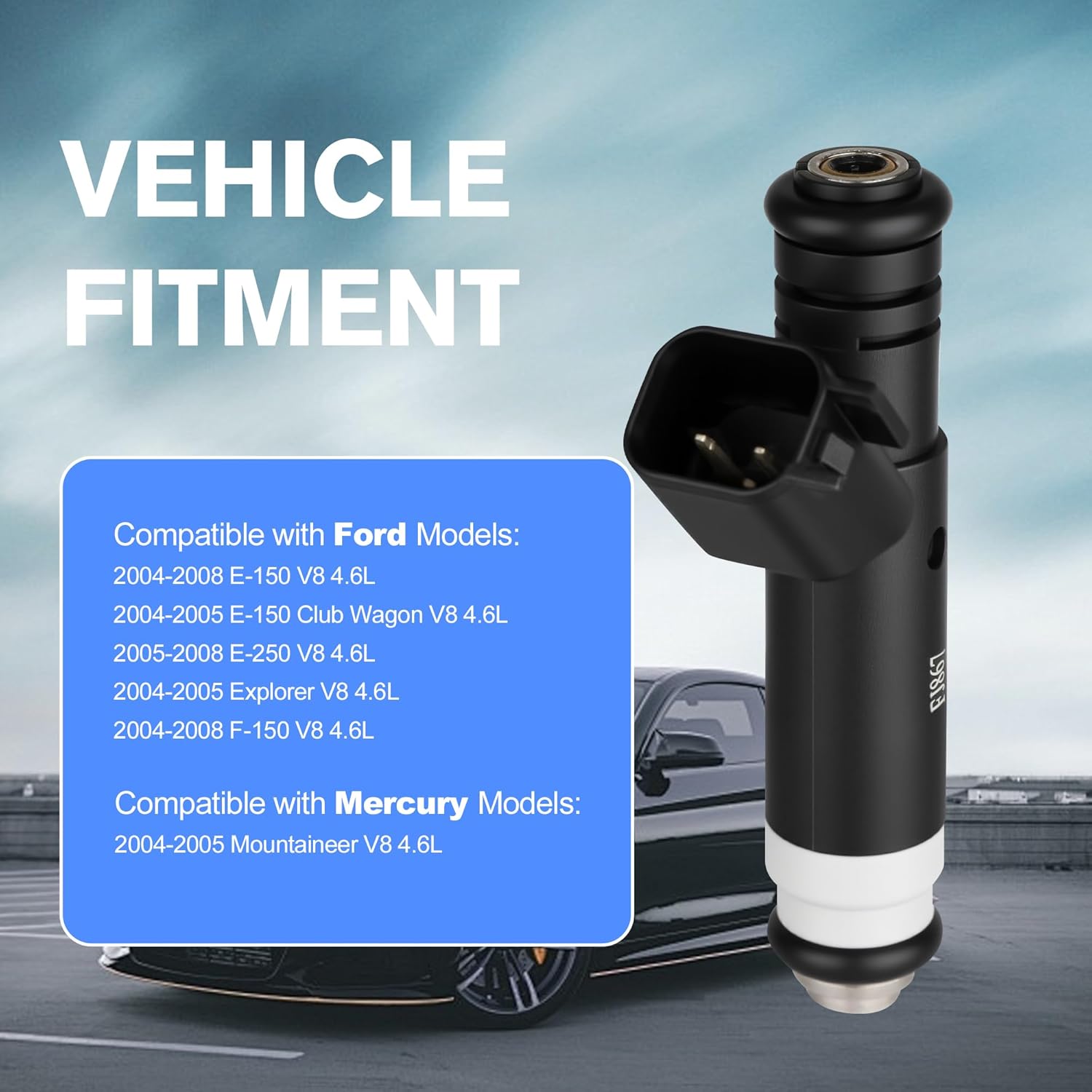 Pack of 8 Fuel Injector Compatible with Ford F-150 E-150 2004-2008,E-250 2005-2008, Explorer E-150 Club Wagon 2004-2005, for Mercury Mountaineer V8 4.6L 2004-2005,4 Holes, Replace Part OE 4L3Z9F593BA