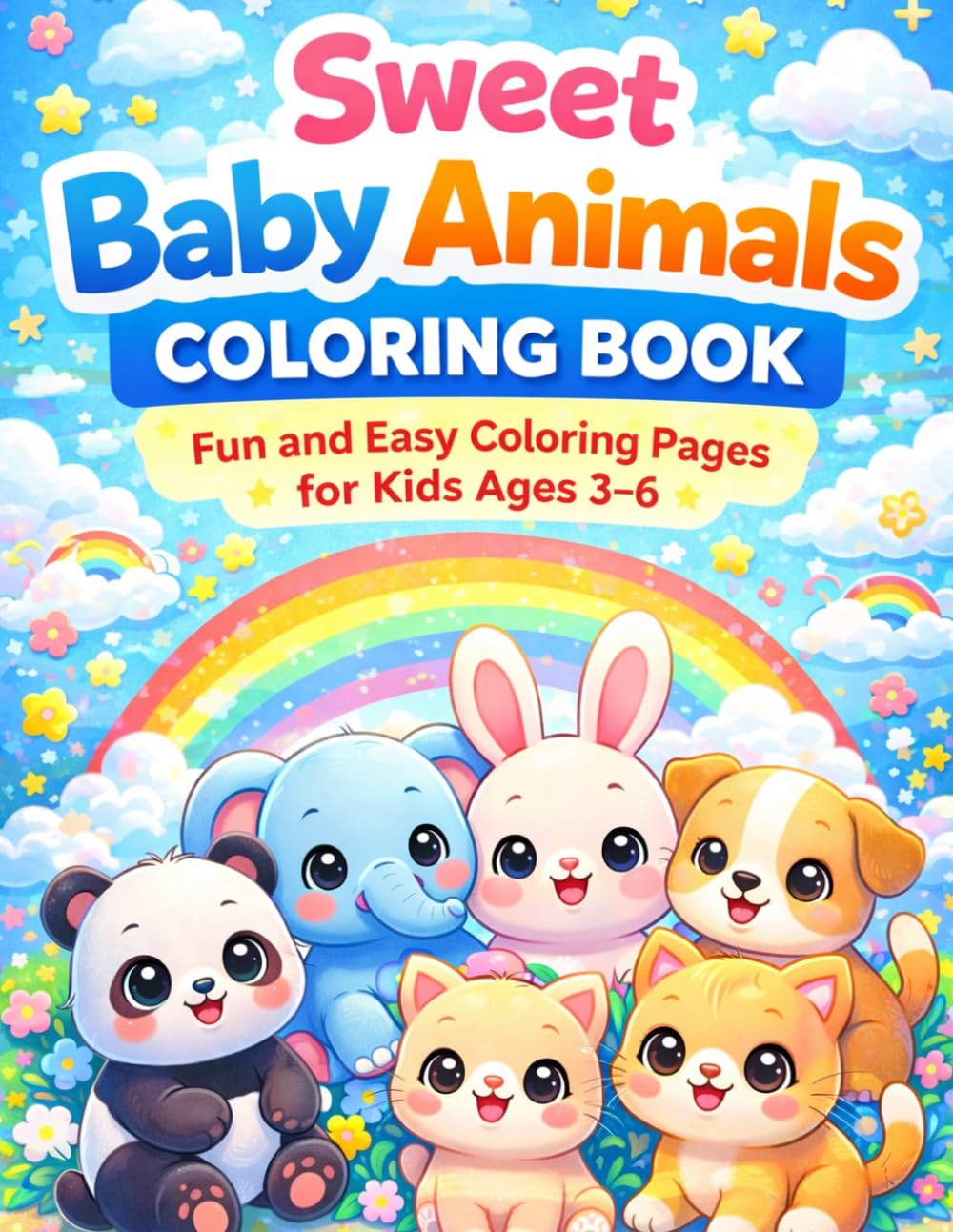 Sweet Baby Animals Coloring Book for Kids Ages 3–6: Fun and Easy Cute Animal Coloring Pages for Toddlers and Preschool Boys & Girls