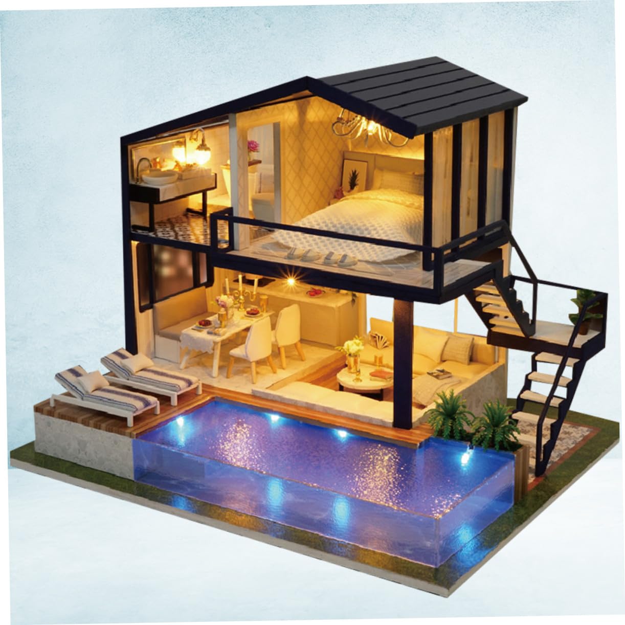 BESTonZON Modelo de Cabina DIY para Casa de Muñecas, Juguete de Montaje Manual de Madera y Plástico, Fácil de Construir y Decorativo Familia en Casa