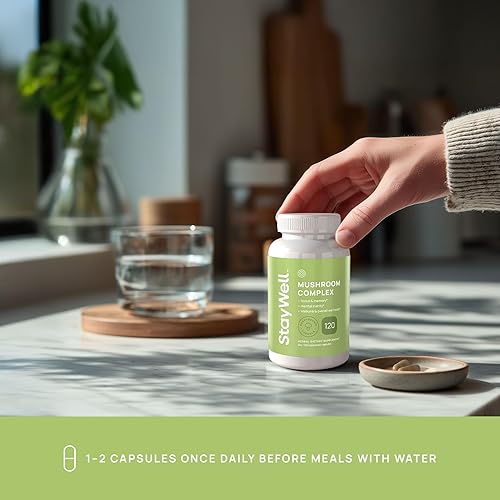 Miniatura 6 de Cápsulas de suplemento de hongo de melena de león con niacina Cápsulas complejas de hongos, con hongos de cola de pavo, hongo Chaga y extracto