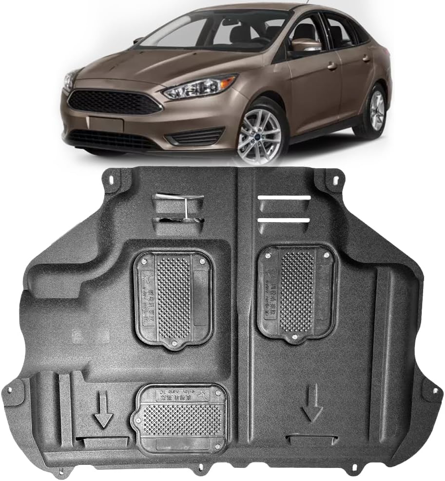 Engine Guards Mud Flaps for Ford Focus 2012 2013 2014 2015 2016 2017 2018 Front Engine Splash Shield Guards Suitable for Focus ST/RS Under Engine Cover Directly Replace Original One Black