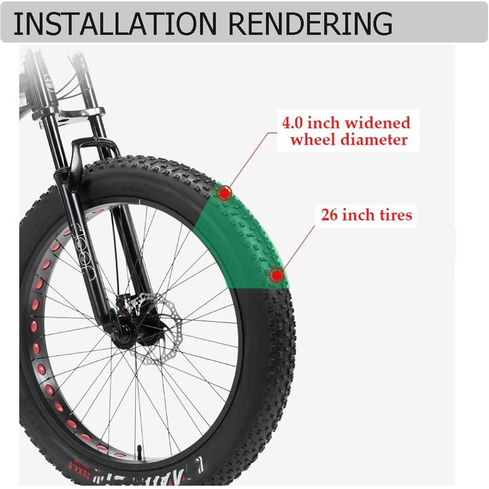 Forcella Bici Elettrica 20 26 Pollici, Doppia Spalla 28,6mm Tubo Dritto Forcella Anteriore for Bicicletta da Spiaggia/Neve Pneumatico da 4,0 Pollici Freno a Disco Escursione 160mm