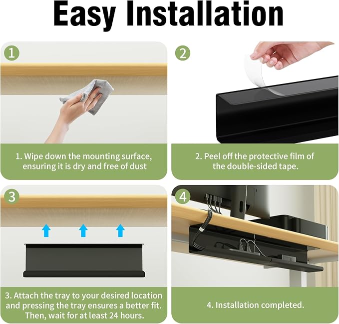 Organizador de Cables Adhesivo Bajo Escritorio 2 Piezas miniatura 4