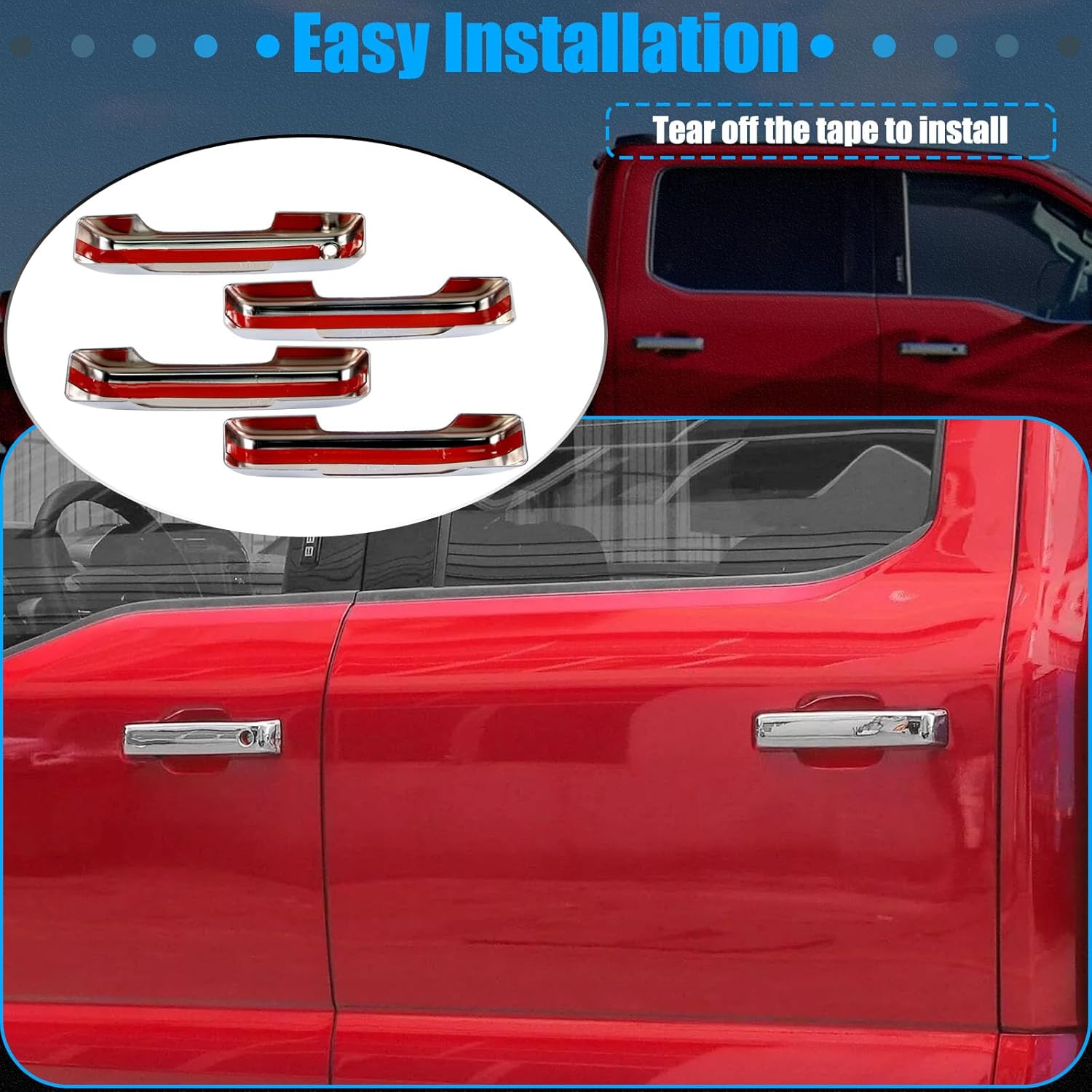 AUCERAMIC Chrome Door Handle Covers for 2021-2025 Ford F150, 2023 2025 F-250/F-350/F-450/F-550 Super Duty, 2021-2025 Ford Bronco, Exterior Door Handle Covers Caps