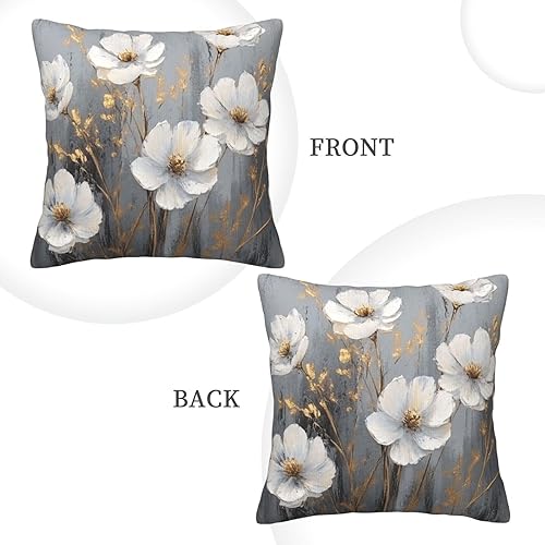 Miniatura 2 de Fundas de almohada de pana, fundas de almohada cuadradas y suaves de pintura al óleo con flores vintage para sofá, sala de estar, 18 x 18 pulgadas