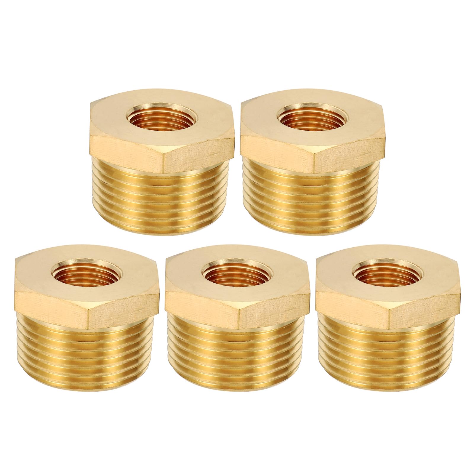 PATIKIL Riduttore A Esagono In Ottone, 5Pz Filettatura Femmina 3/8" NPT x Maschio 1" NPT Raccordi Tubi In Ottone Adattatore Tubi Riduttore Connettore Tubazioni Riduzione Acqua, Aria.