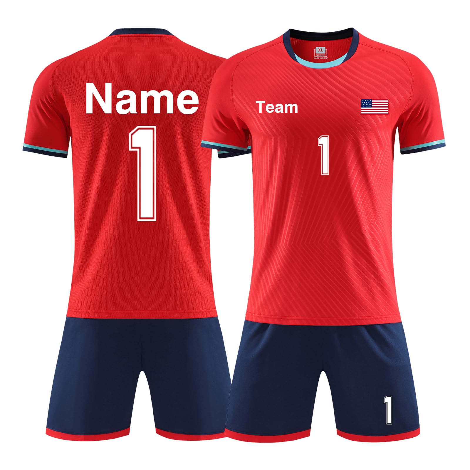 LAIFU Custom Soccer Jerseys for Kids Youth Adult Personalized Soccer Uniforms with Team Name Logo Red