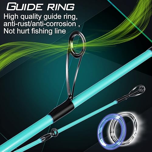 Miniatura 4 de Sougayilang Fishing Rod and Reel Combo, Stainless Steel Guides Fishing Pole with Spinning Reel Combo for Saltwater and Freshwater Azul - M/MH Twin