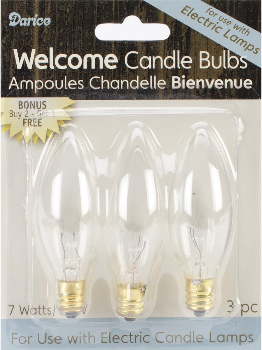 Darice Candle Lamp Collection Welcome Candle Bulbs, 3-Pack