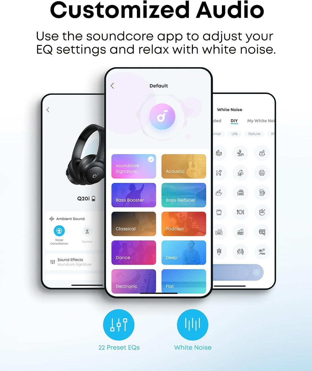 soundcore by Anker Q20i Hybrid Active Noise Cancelling Headphones, Black view 4