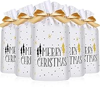 Vista 1 de Frienda - Paquete de 30 bolsas de regalo de Navidad con estampado de árbol de Navidad, bolsa de dulces con cordón para galletas y caramelos, bolsa