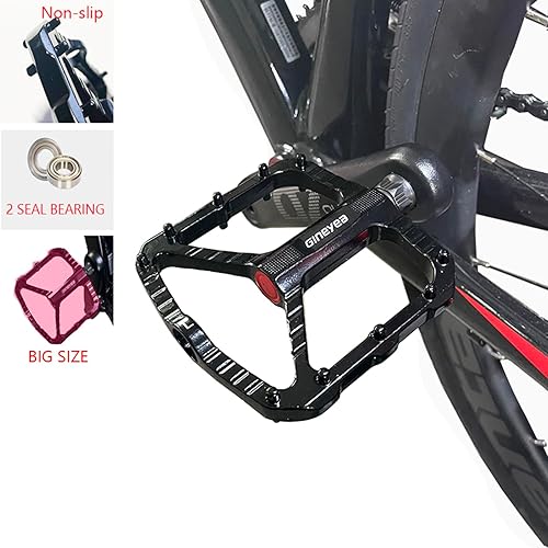 Miniatura 3 de GINEYEA Pedales de bicicleta MTB, pedales de bicicleta de carretera, aleación de aluminio, ligera, pedales de bicicleta de montaña para urbana MTB