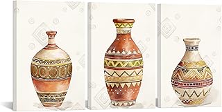 KREATIVE ARTS 3 Piece Tribal Pottery Canvas Wall Art Set Southwestern Cl...