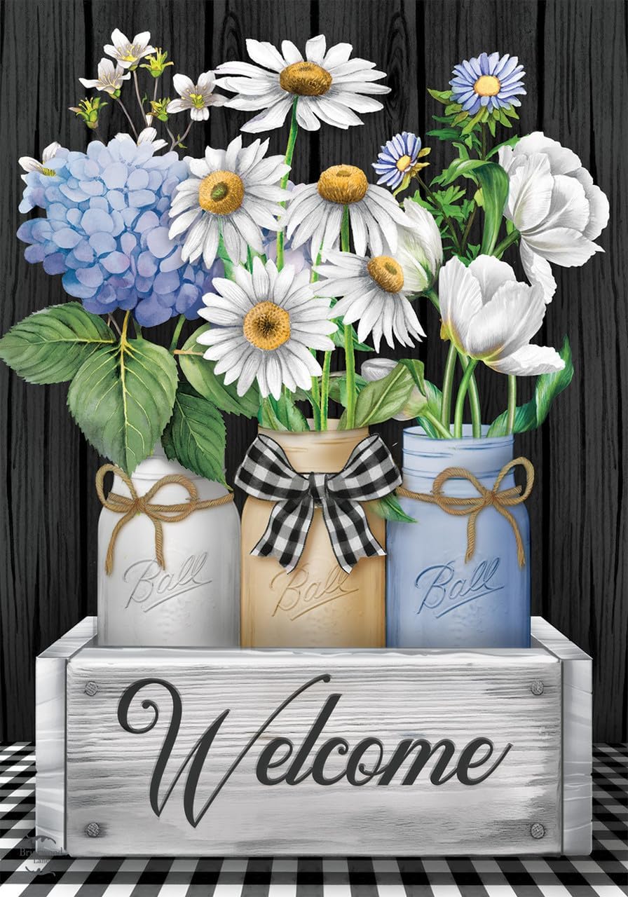 Floral Home Sweet Home Spring Burlap House Flag 28" x 40" Briarwood Lane