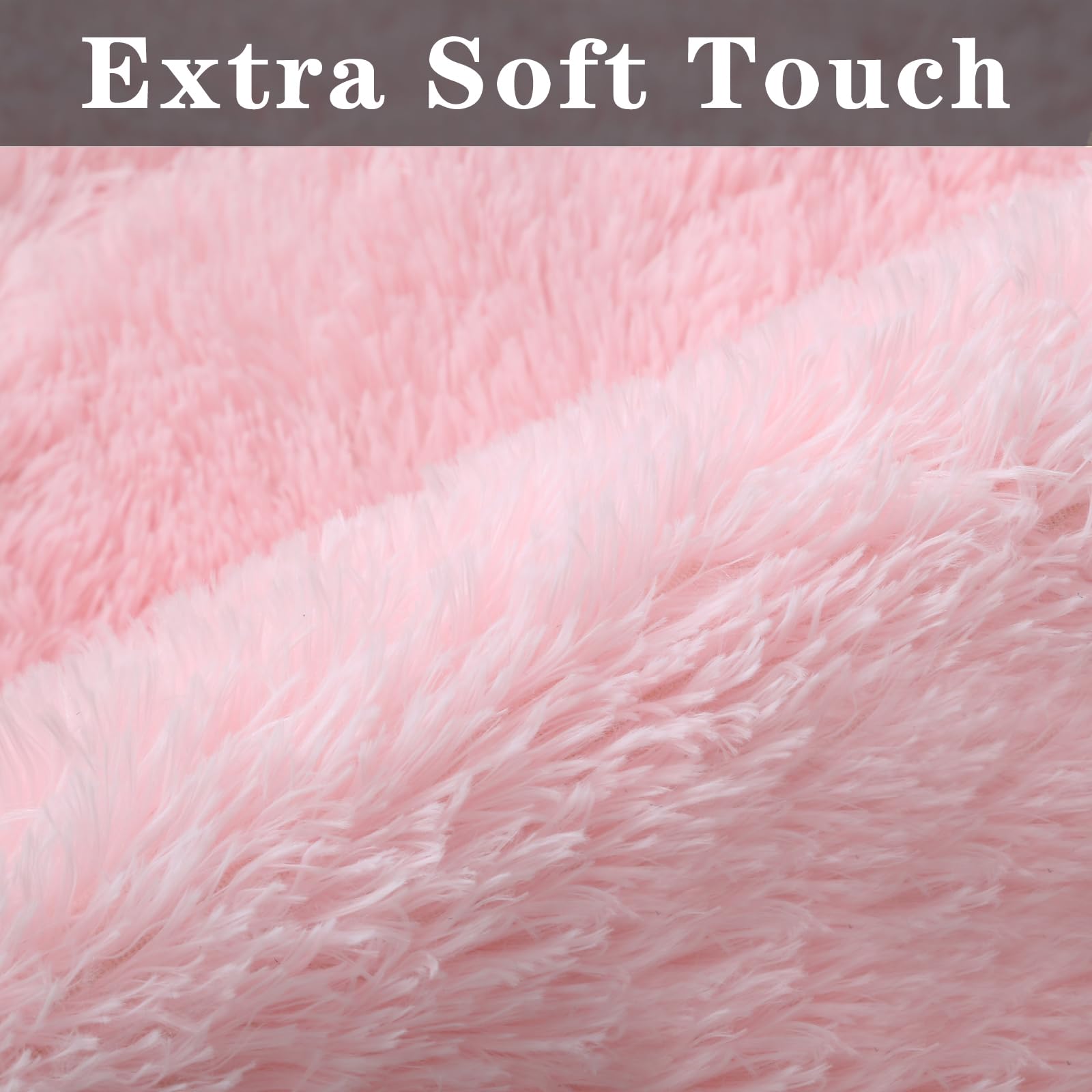 ConCus-T Pink Round Rug for Girls Shag Faux Fur Rug Pink Area Rug Fluffy Circle Carpet for Bedroom Living Room Bathroom 120cm - Image 3