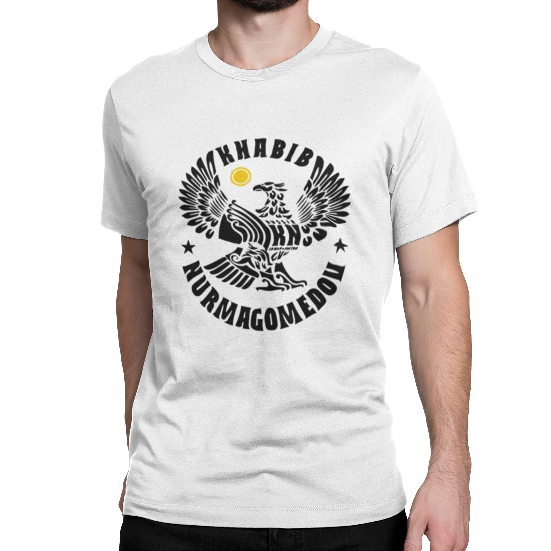 NobuKhabib Men's Regular Fit Half Sleeves 100% Cotton 180 GSM Premium T-Shirt (White, Medium)