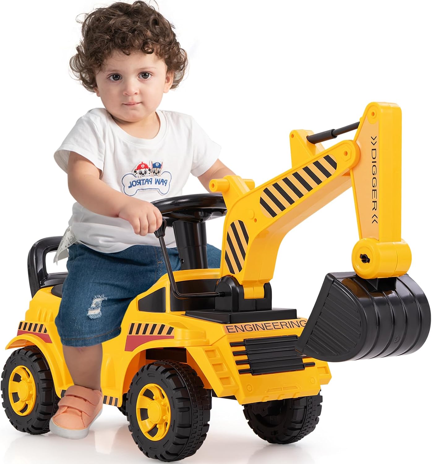 Amazon.com: Costzon Ride On Excavator, Kids Construction Digger Truck ...