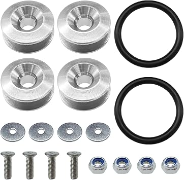Car Bumper Quick Release Clips Kit, Automotive Trunk Fenders Hatch Lids Fastener with Washer and Stainless Steel Screws, Universal Vehicle Front Rear Bumper Hoods Holder Silver