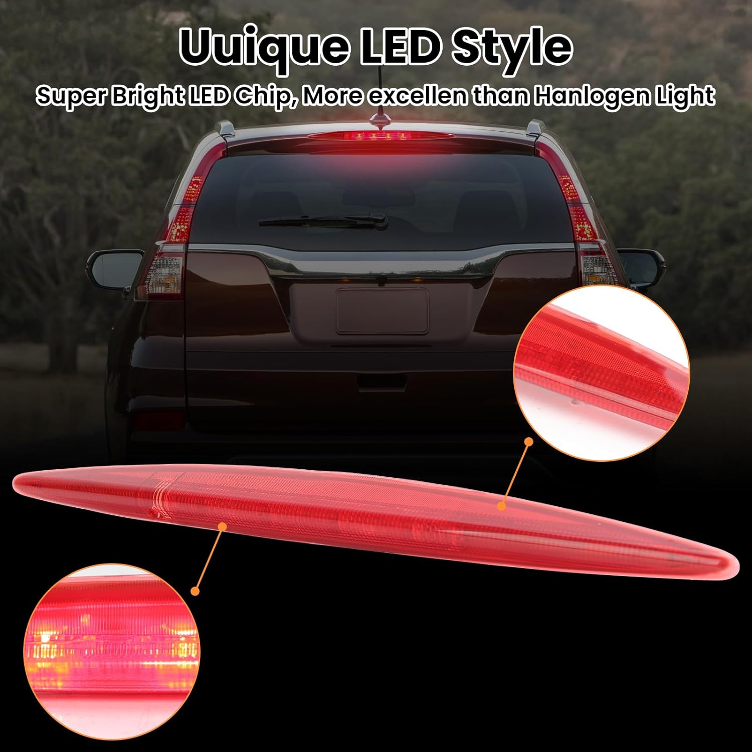 3rd Third Brake Light for Honda CRV CR-V 2012 2013 2014 2015 2016 LED High Mount Stop Light Brake Lights 3rd Stop Lamp (Red Shell)