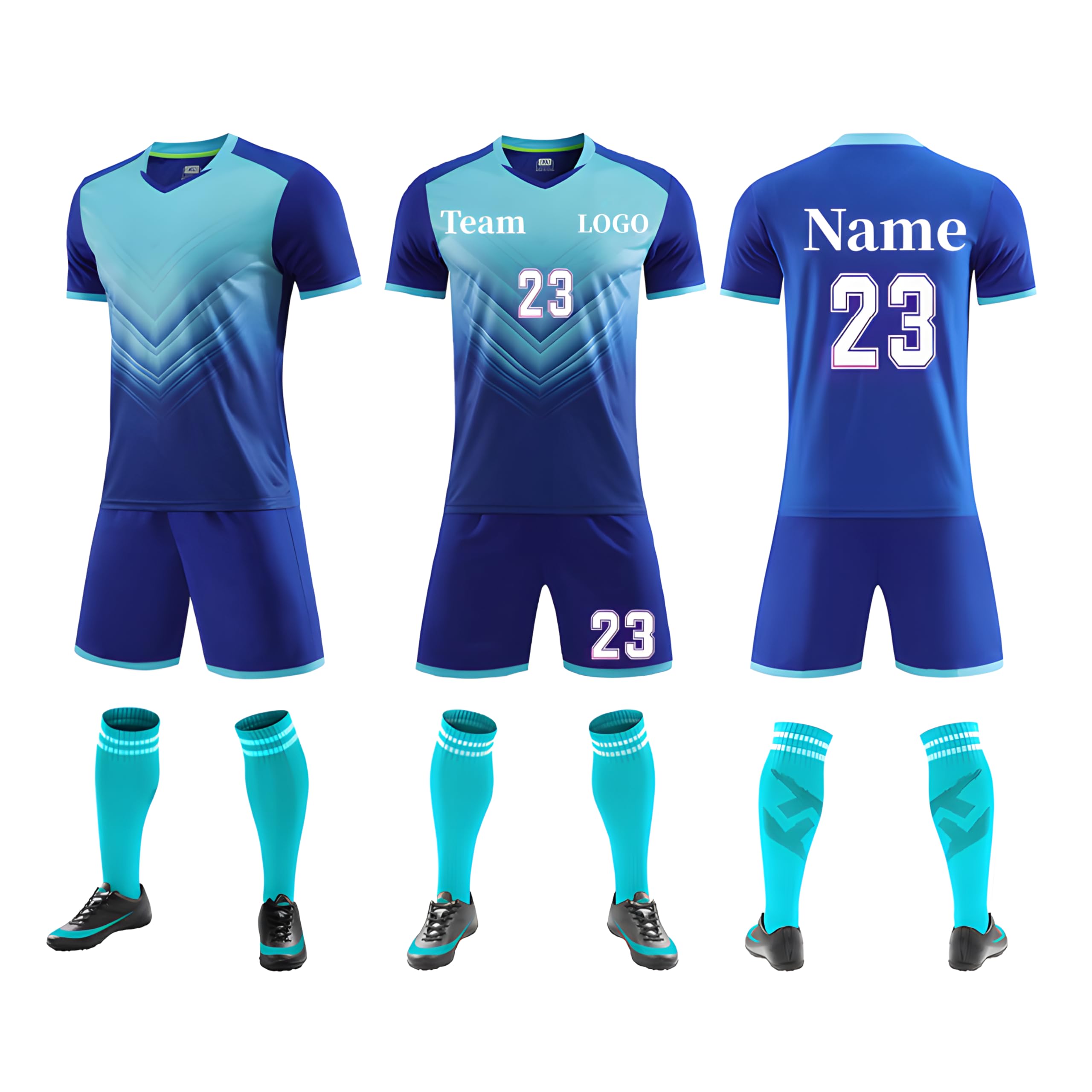 DVGEY Personalized Soccer Jersey for Kids Adults Men Women-Personalize Shirts and Short with Name Number Team Logo (Navy Blue)
