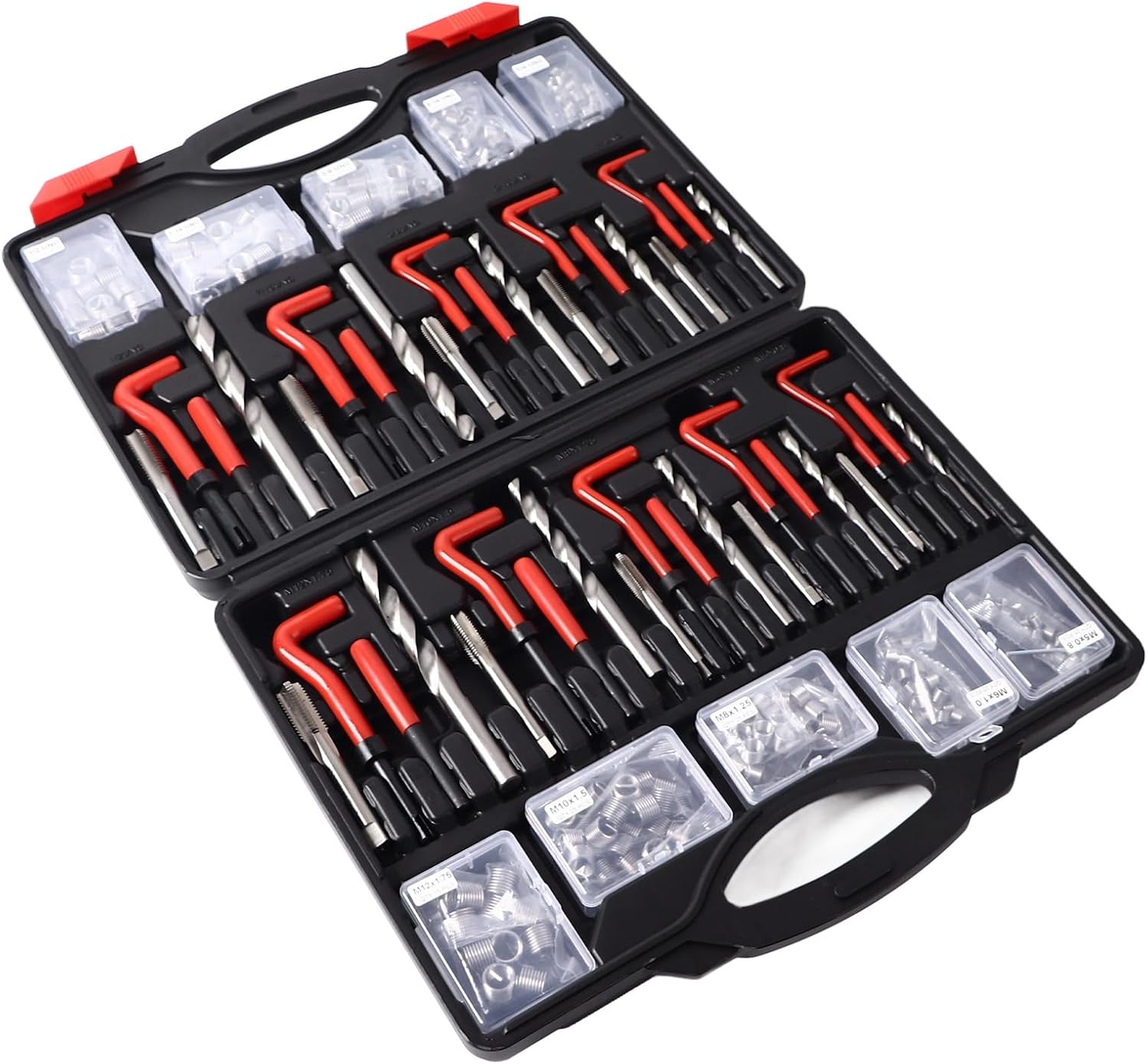 261 - Piece Thread Repair Kit, Metric and Imperial Self Tapping Inserts with Drill Bit and Tap Set for Automotive Switch Equipment, Includes M5 - M12 and 1/4-1/2 UNC