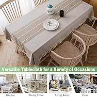 Vista 2 de Joy - Mantel textil de algodón lavable con flecos, que no se arruga para exterior e