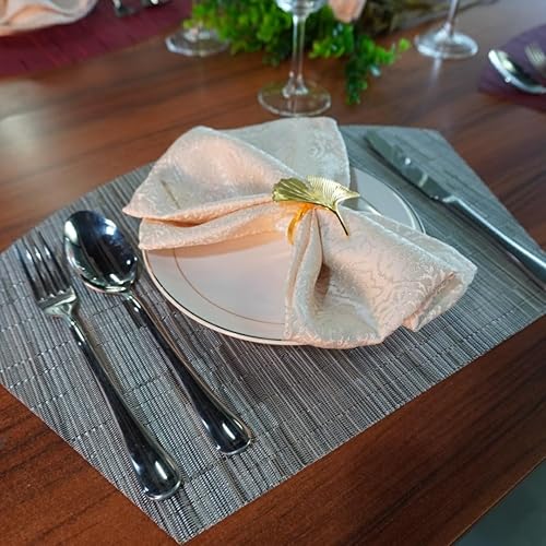 Miniatura 7 de Red-A - Manteles individuales de vinilo tejido para mesa de comedor, duraderos, resistentes al calor, lavables, para mesa redonda, juego de 4, color