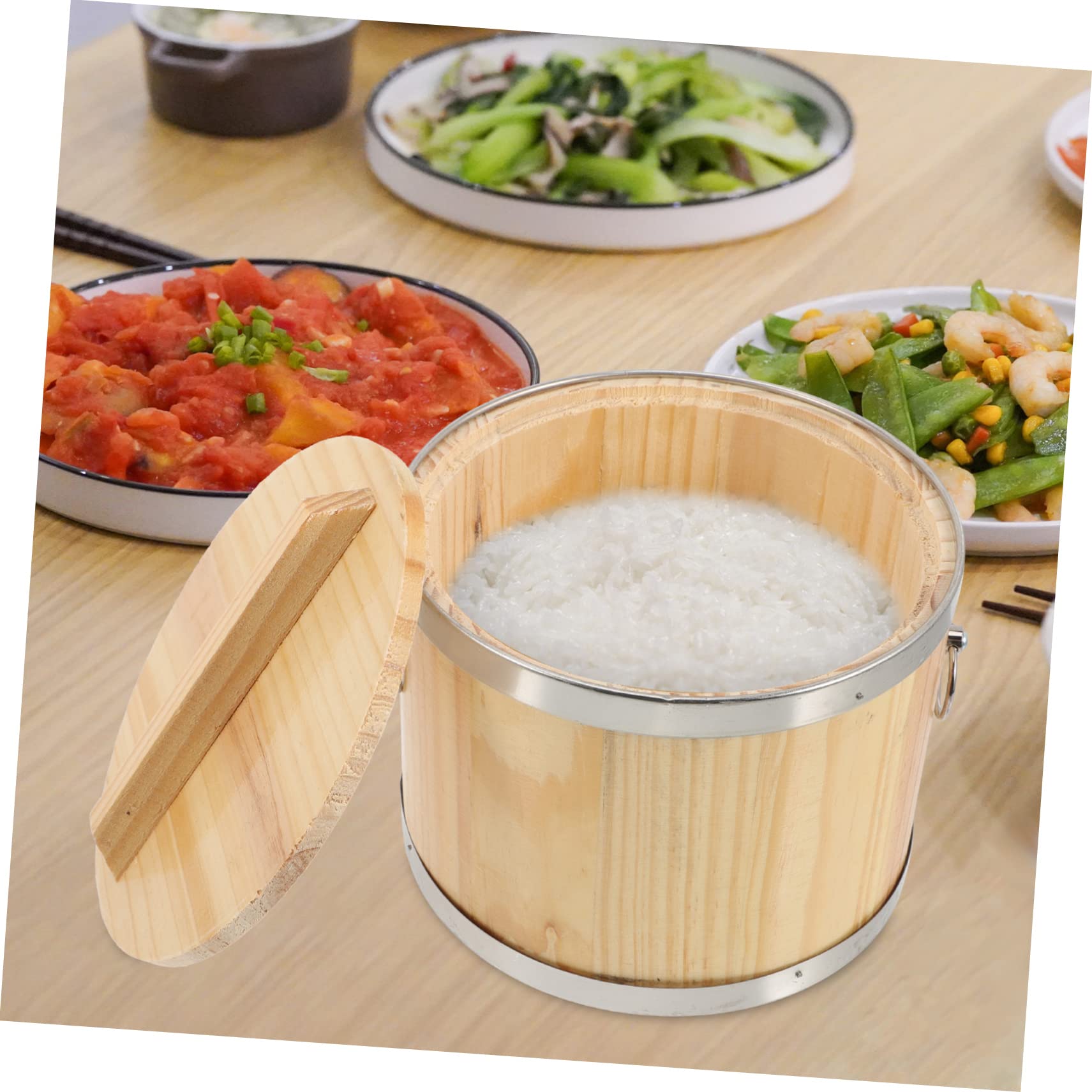 HOLIDYOYO Sushi Barrel Kitchen Steamer Sushi Rice Mixing Tub Containers with Lids Hangiri Container with Lid Sushi Rice Tub Sushi Mixing Bowl Dumpling Steamer Basket Sashimi Rice Bowl Wooden