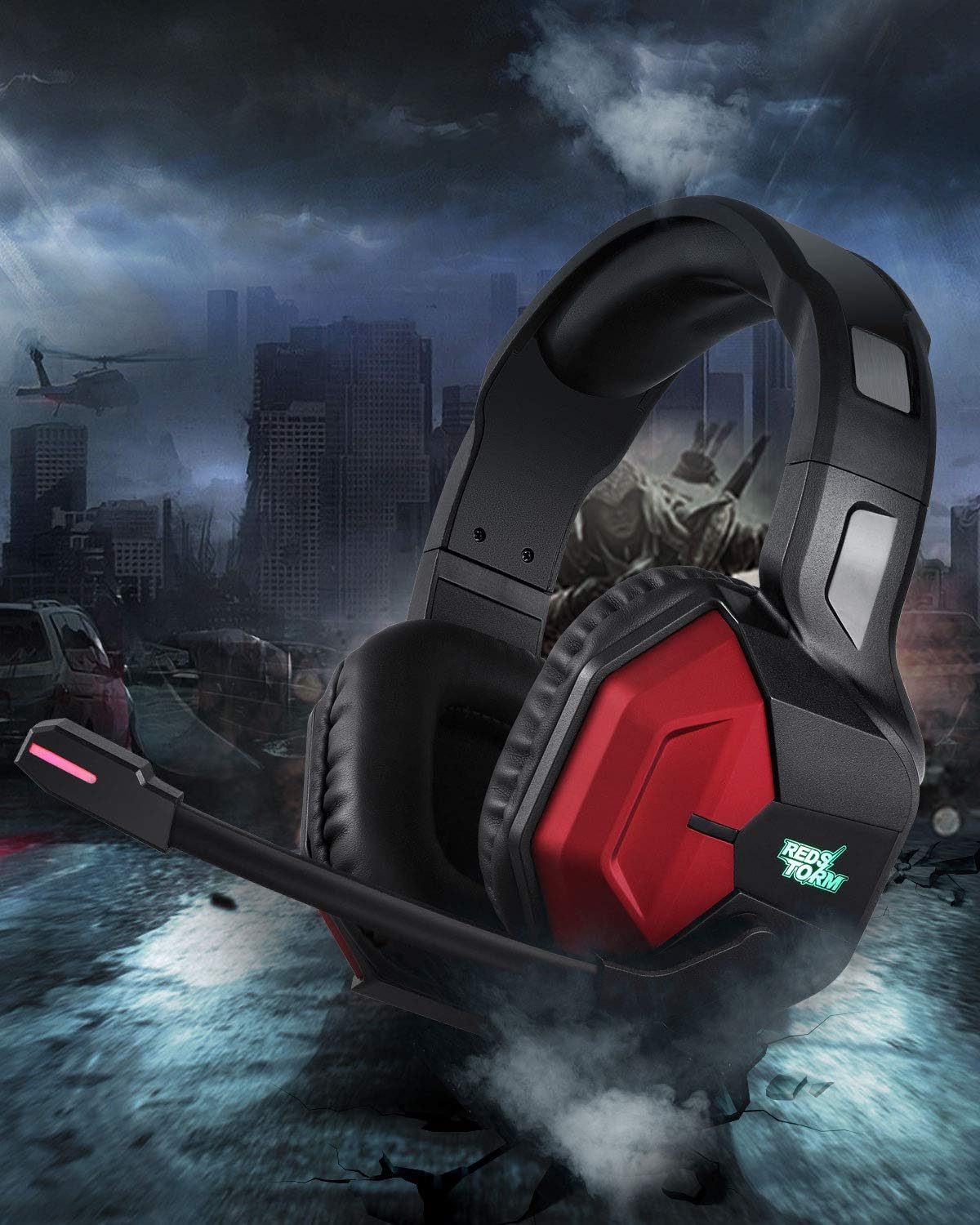 EasySMX Gaming Headset PS4 Headset with 7.1 Surround Sound, PC Headset with Noise Canceling Mic & 7 Colors LED Light, Gaming Headphones for PS4, PC, Mac, Laptop, Over Ear Headphones