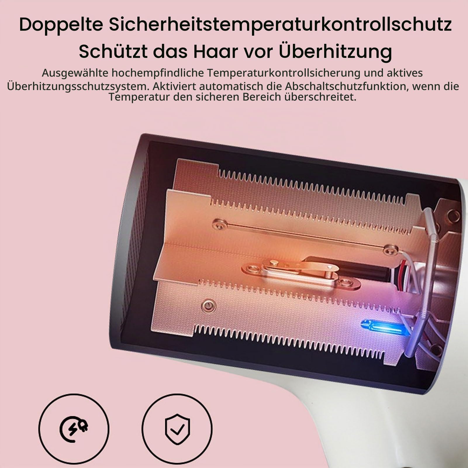 Gonetre Tragbarer kabelloser Föhn Haartrockner für Damen Herren, Negativ-Ionen-Reiseföhn USB-aufladbar ABS Kaltluft leiser für Zuhause,Reisen Wohnheim schnelles Trocknen