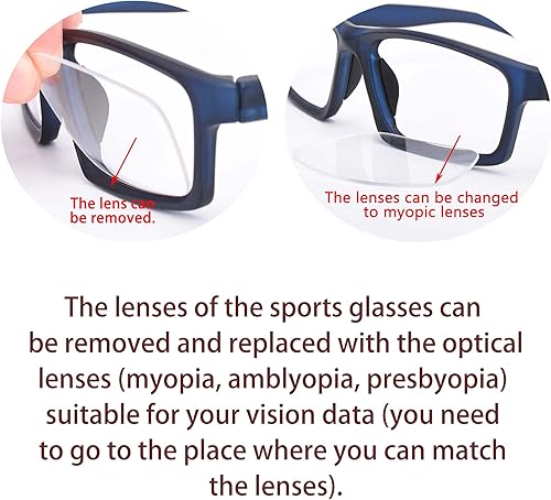 Miniatura 3 de Gafas deportivas, gafas de seguridad para fútbol, con correa ajustable, patillas intercambiables para hombres y jóvenes