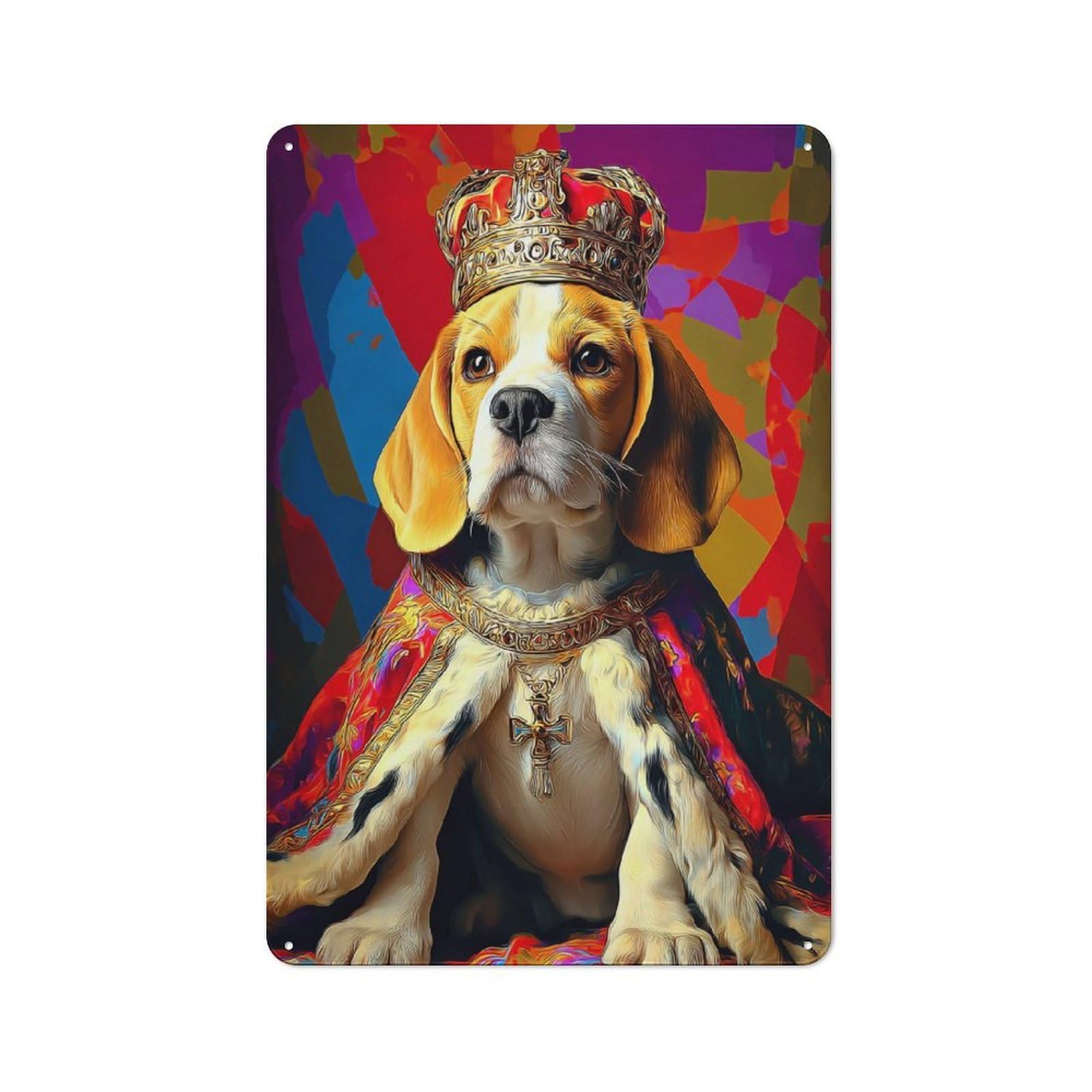 Junmoney Royal Beagle Portrait Artwork -2 Rustic Metal Sign 30X20cm For Garage Wall, For Everyday Room Decor With A Rustic Look