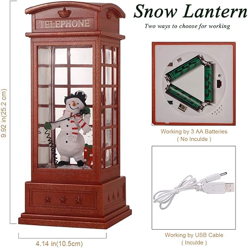Miniatura 77 de Globo de nieve de Navidad, linterna de Navidad para decoración de habitación en interiores, linterna de agua brillante alimentada por USB/pilas,