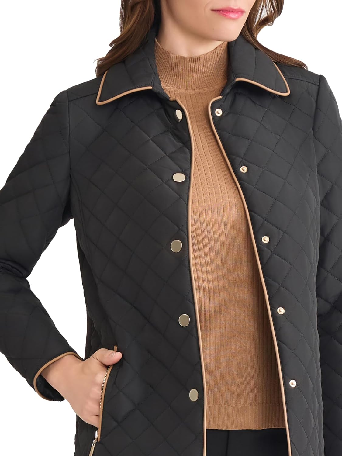 Jones New York Women's Quilted Snap-front Jacket