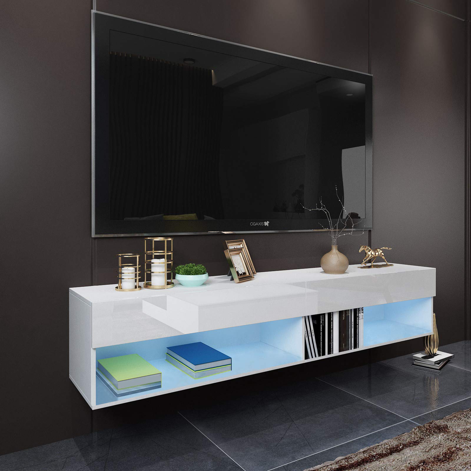 Buy Floating LED TV Stand Entertainment Center, Wall ed TV With