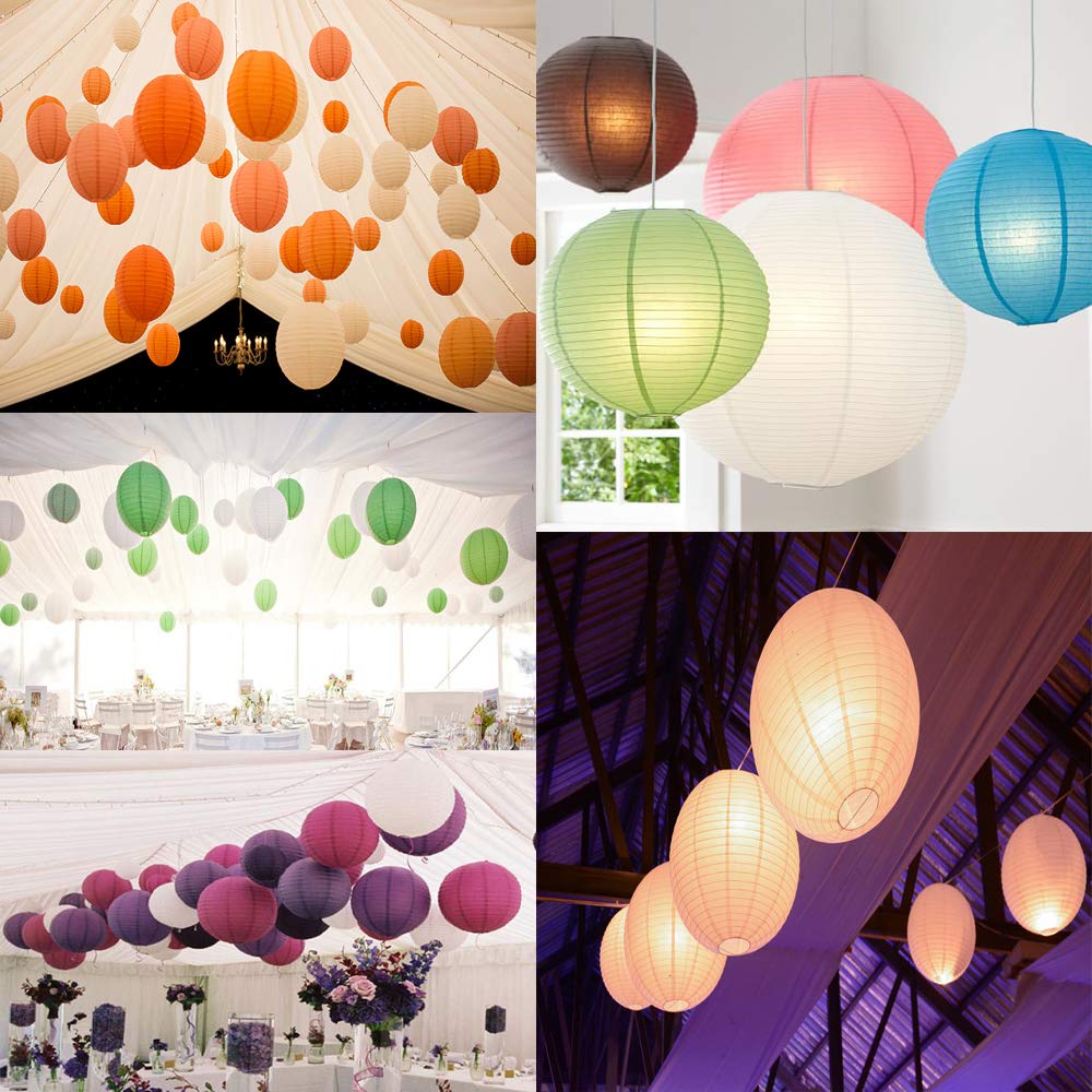 Time to Sparkle Tissue Paper Round Lanterns LampShade Lamp Shade Wedding Birthday Party Decoration | Light Purple, 8"(20cm) | - 4