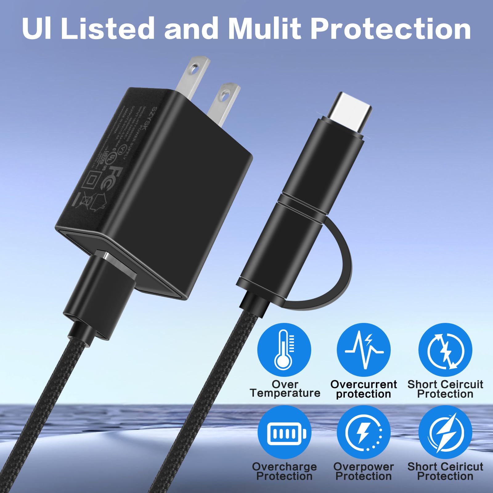 Bose - Cable de carga USB C y micro cargador para altavoz SoundLink Color I, II, III, Mini 2 II, Micro, Revolve Plus, QC, 700 (6.6 pies)