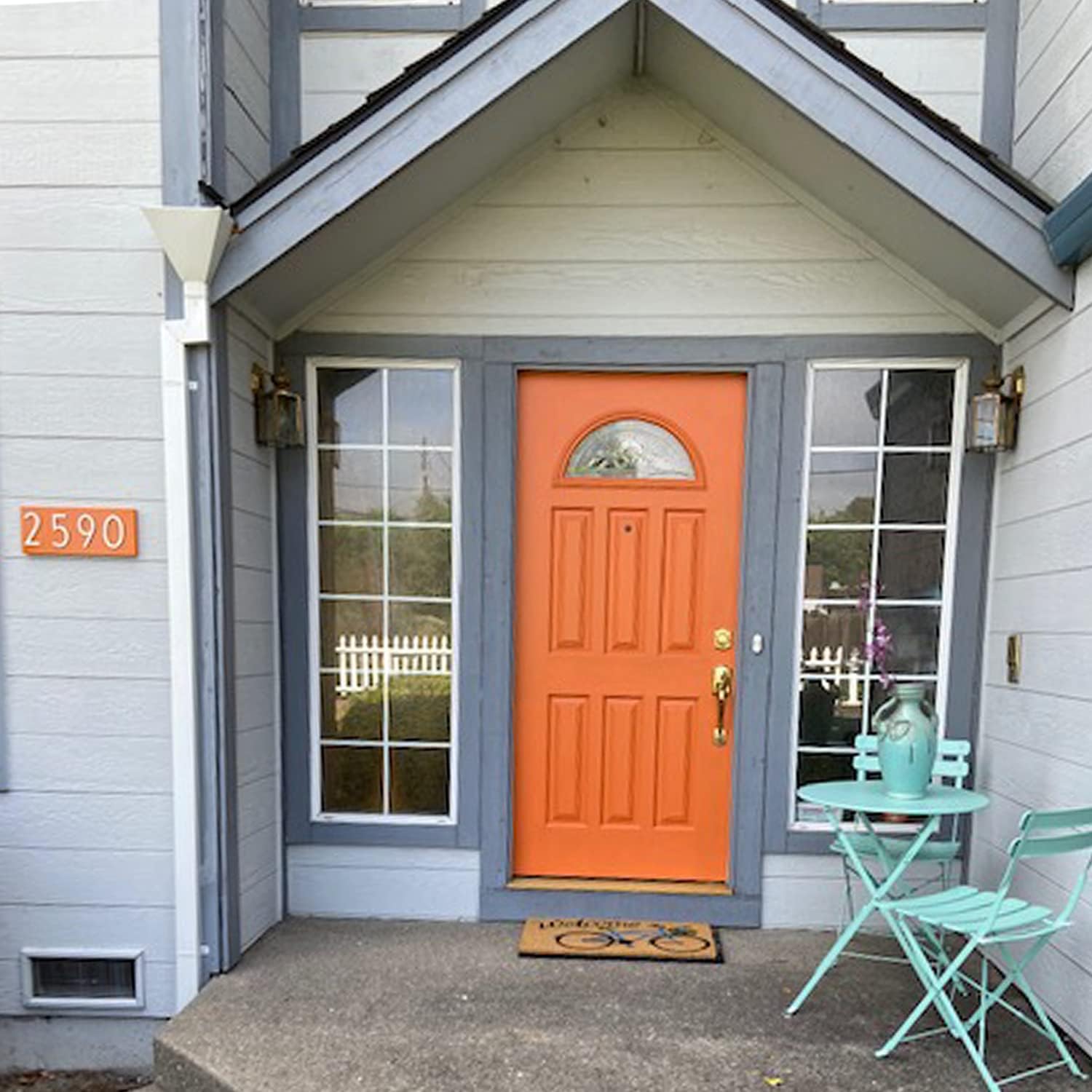 modbox USA Modern 15" x 6" Address Plaque with Aluminum House Numbers (orange)