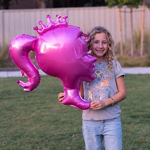 Miniatura 2 de 2 globos de cabeza de princesa grandes de 32 pulgadas, color rosa intenso, decoraciones de fiesta, caja de cabina de fotos, arco de globos, telón de