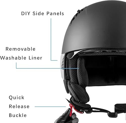 Miniatura 3 de Westt Casco de motocicleta de cara abierta, casco de scooter retro 3/4 para adultos, mujeres y hombres, casco de ciclomotor con visera solar